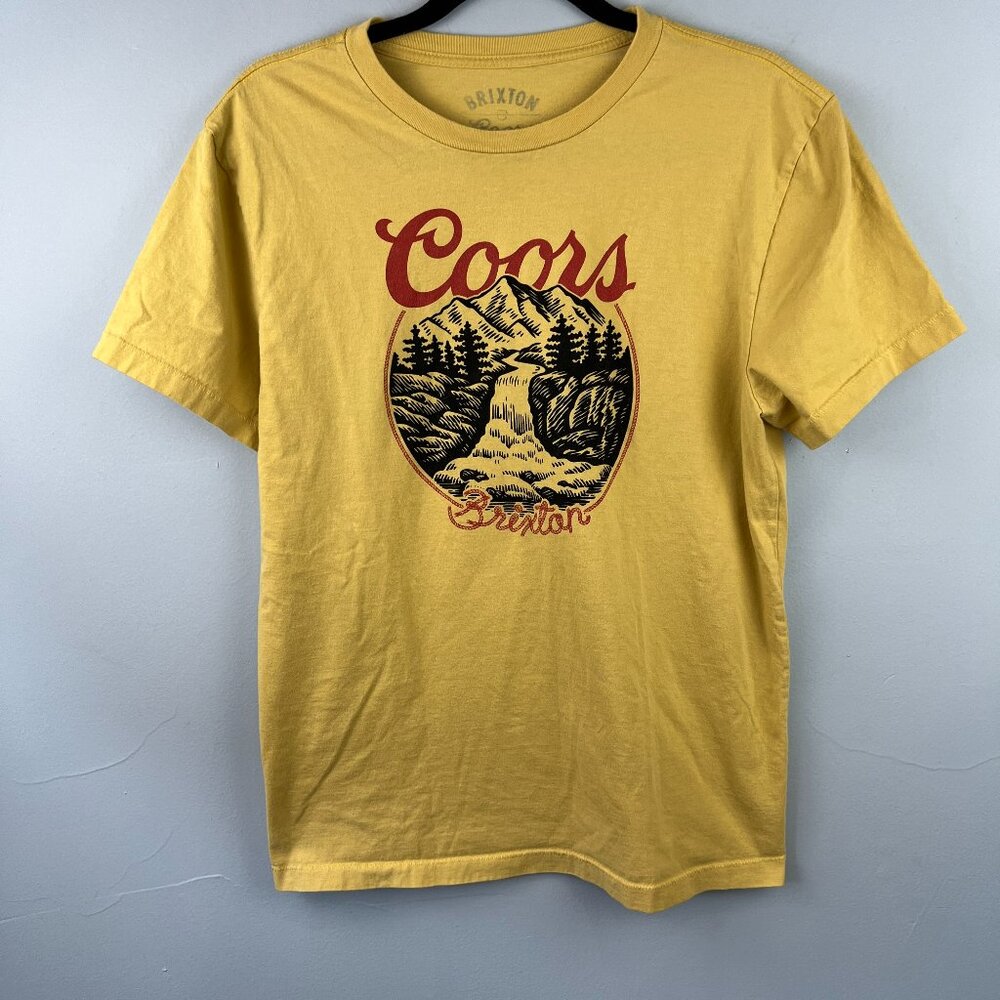 Brixton x‎ Coors Rocky Mens Short Sleeve Organic Cotton T-shirt in Gold Size M